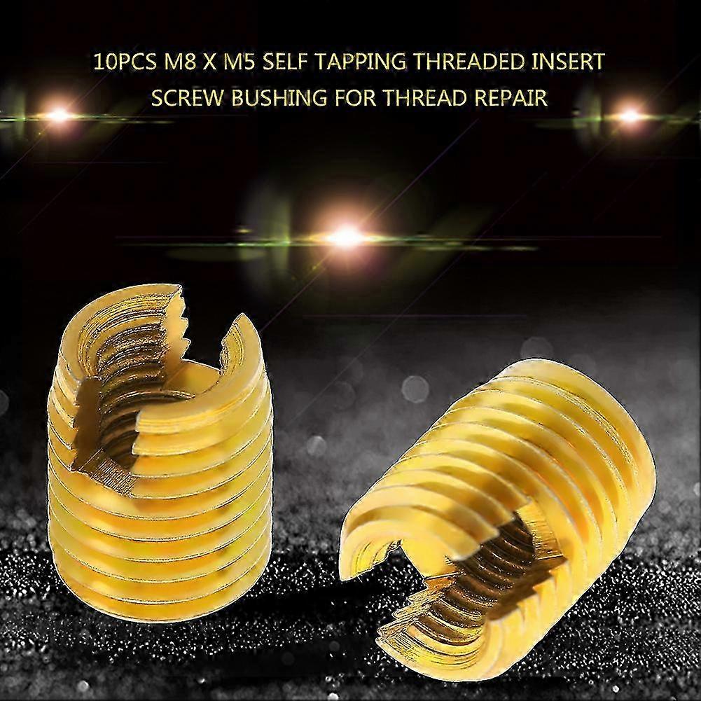 10pcs M8 x M5 Self Tapping Threaded Insert 302 Slotted Type Screw Bushing for Thread Repair 26-27s