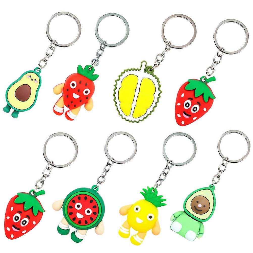 Key Rings Fruit Theme Multipurpose Cartoon Key Pendants 16Pcs Set
