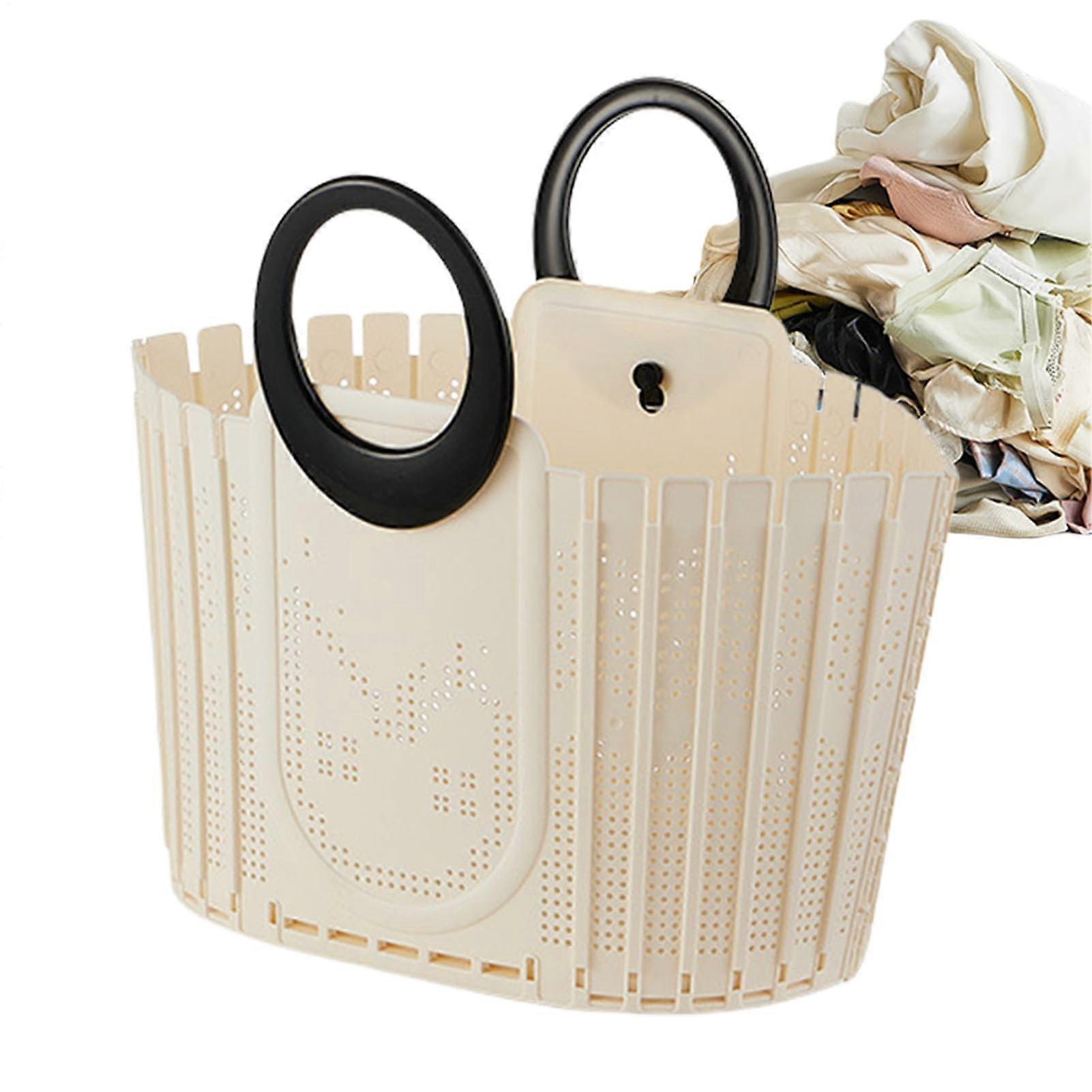 Foldable Laundry Basket with Ventilated Design and Handheld Shower Caddy for Bathroom and Dorm