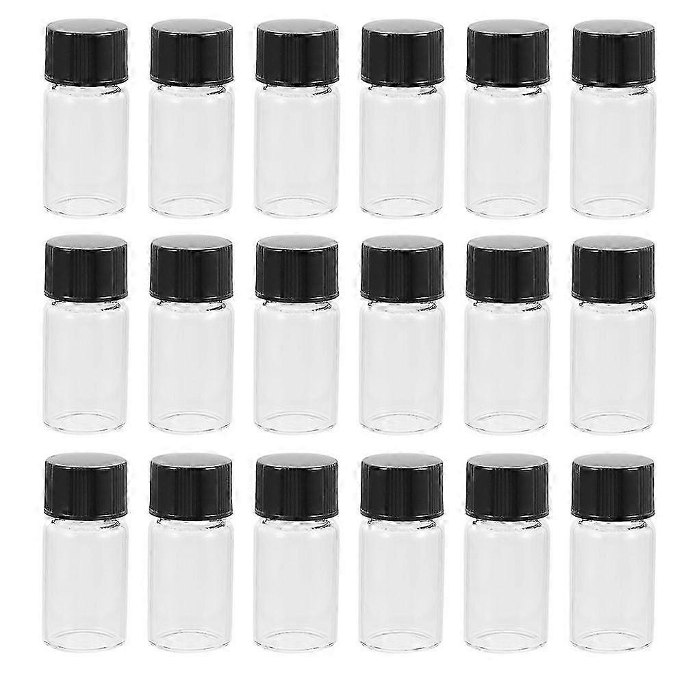 30pcs Practical Glass Sample Vials Flat Bottom Bottles with Lids for Essential Oil Storage