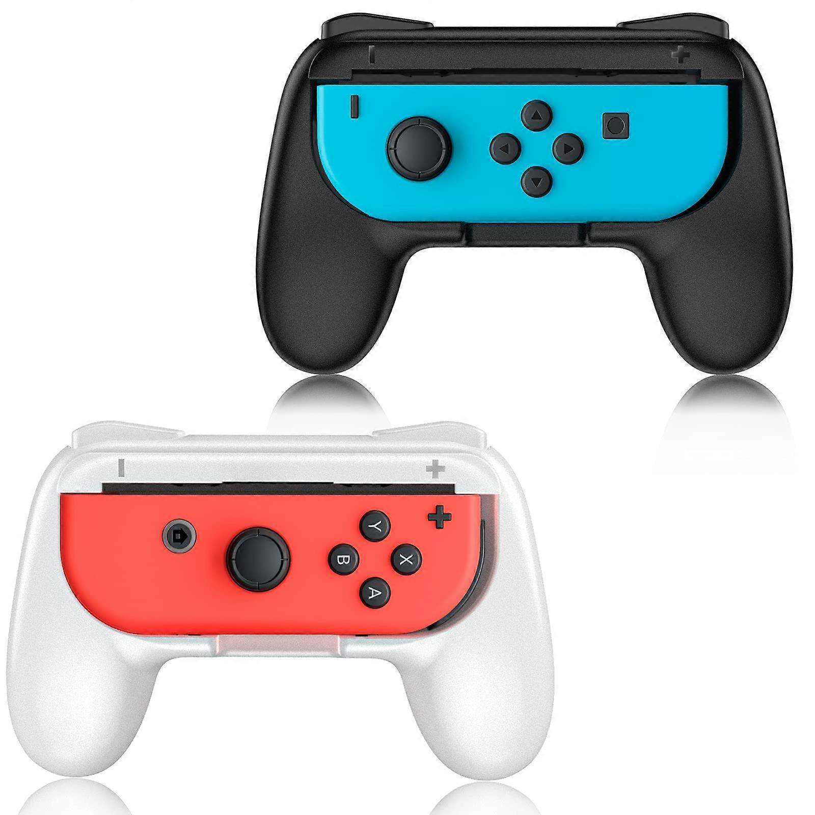 Ergonomic NonSlip Grip Handle 2Pack for Nintendo Switch OLED JoyCon, Fits Switch Controllers Black and White
