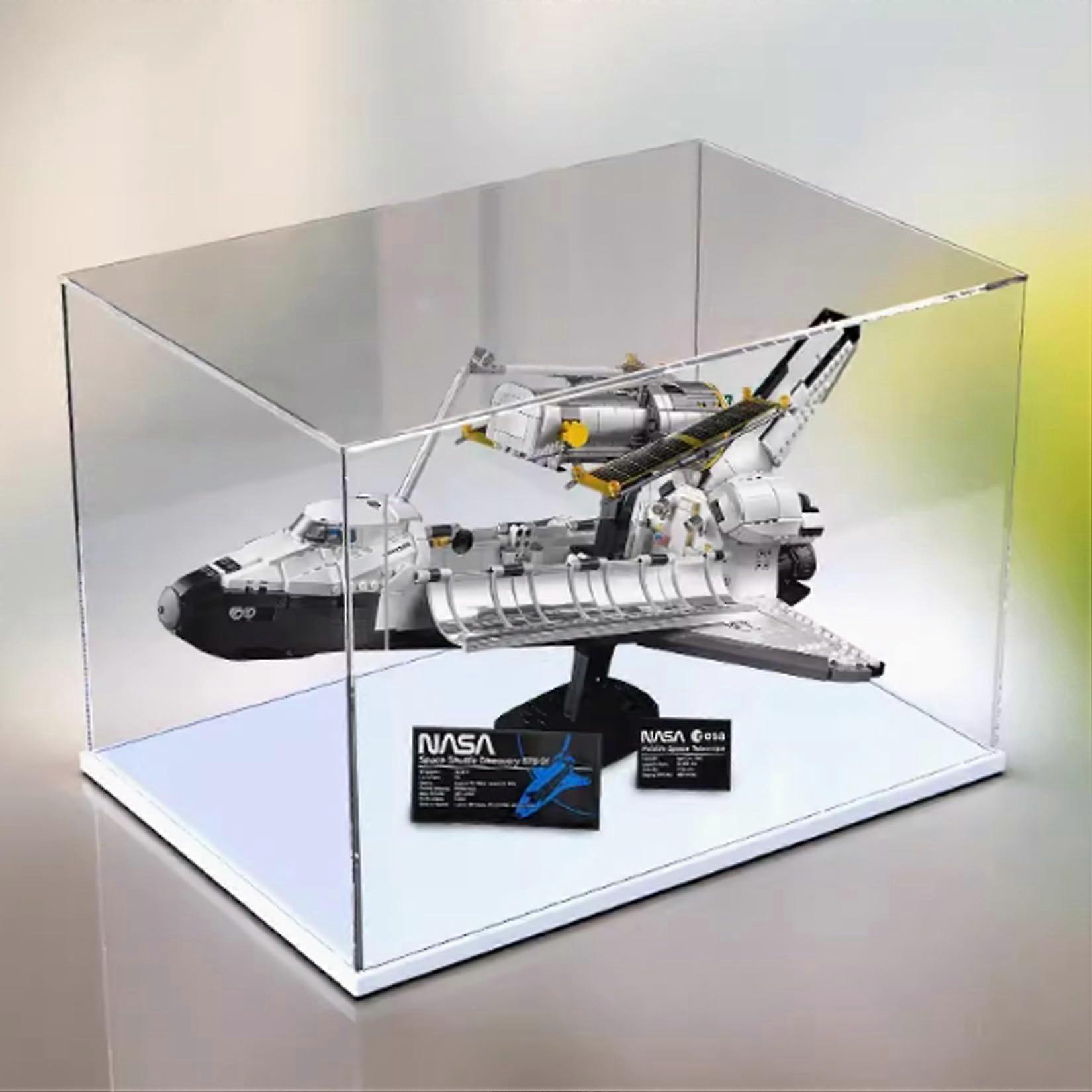 Display Case Acrylic Dustproof Box for  10283 Space Shuttle, Clear UVResistant Showcase with White Base