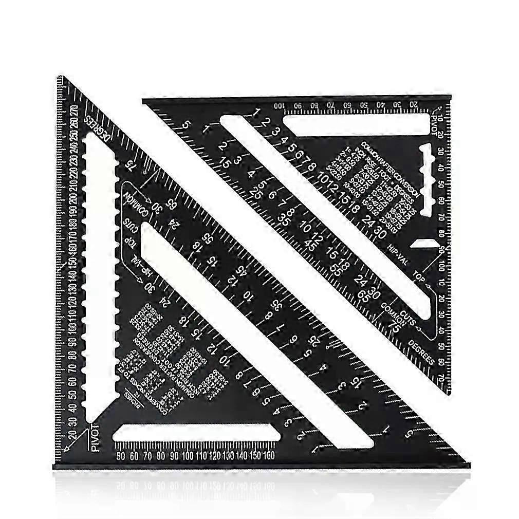 12inch High-Precision Triangle Ruler for Woodworking Quick Read Square Layout Gauge Measuring Tool Black