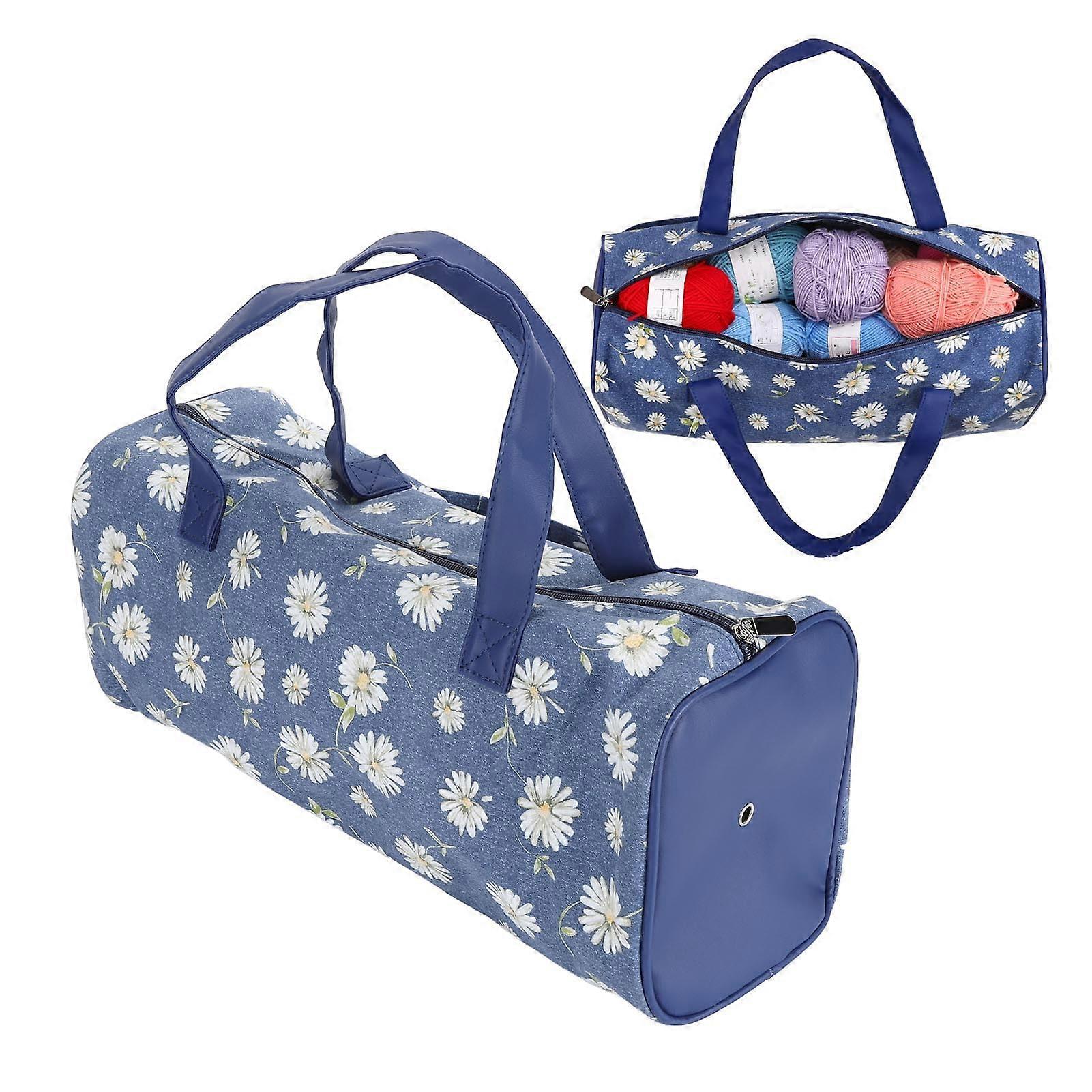 Yarn Storage Bag with Compartments, Knitting Organizer Tote for Crochet Projects and Tools