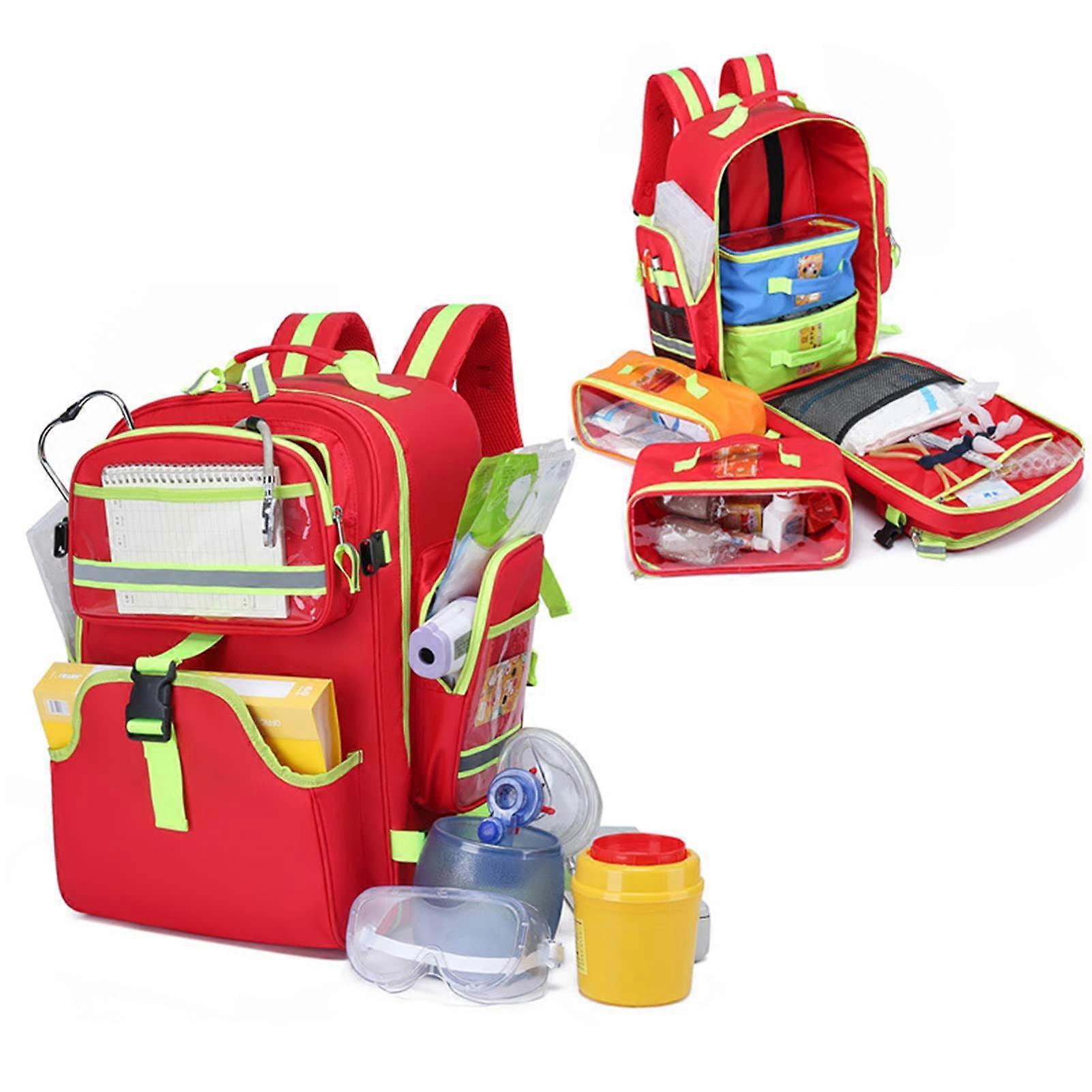 Large Waterproof First Aid Backpack with Reflective Strips and Spacious MultiCompartment Design