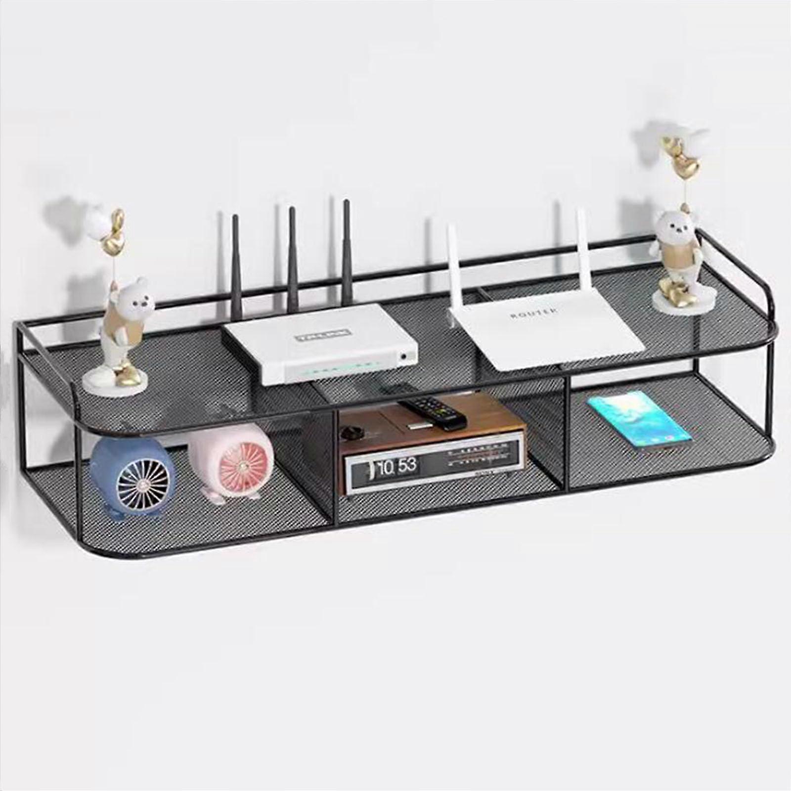 WiFi Router Storage Box Wall Mounted Shelf with Cable Management and Ventilated Design