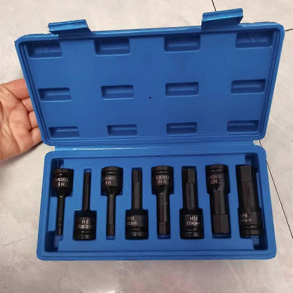 1/2" pneumatic socket wrench set with 10 pieces, 12.5 mm hex keys