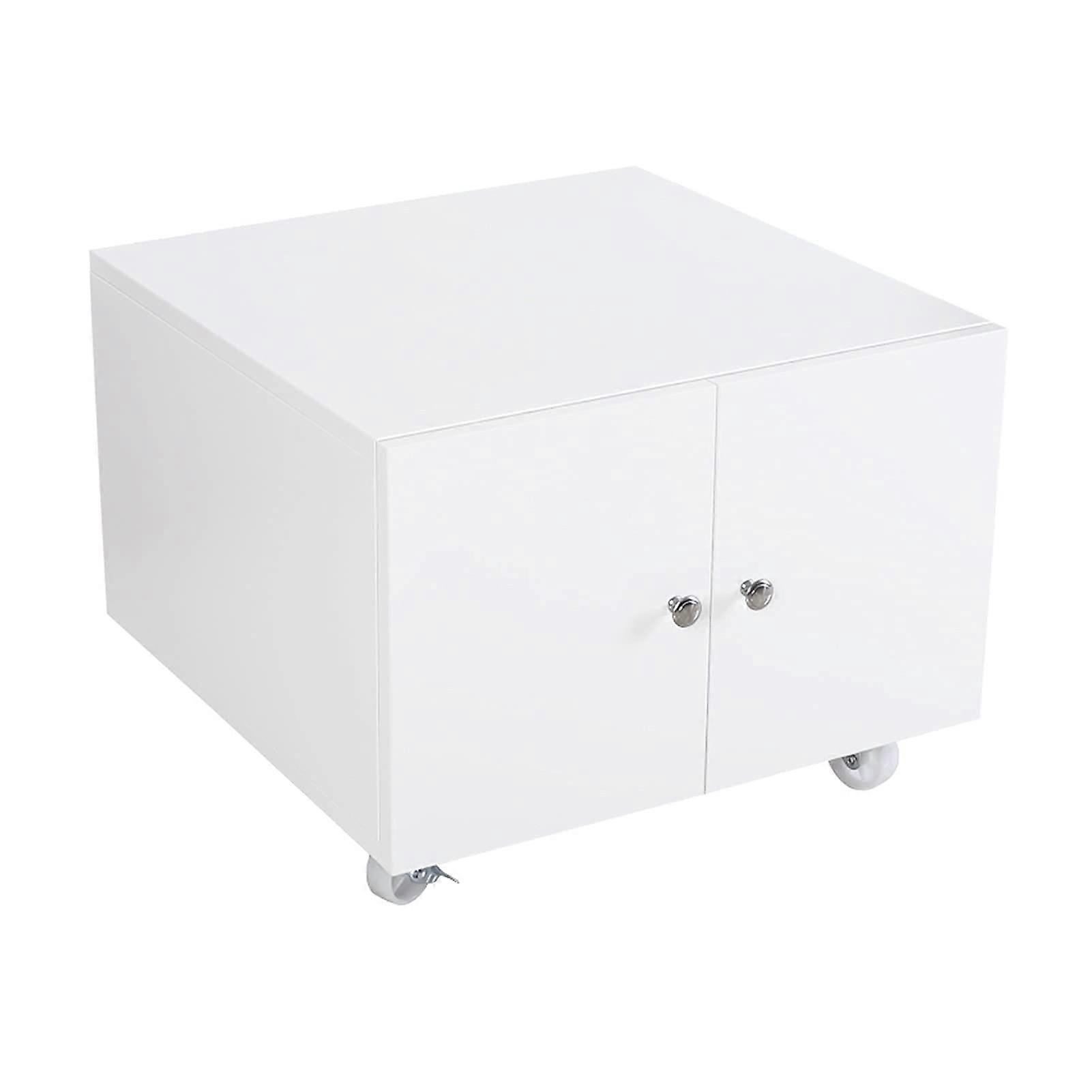White Printer Stand with Wheels, 220 lbs Load Capacity, File Rack Storage, Desktop or Floor Use