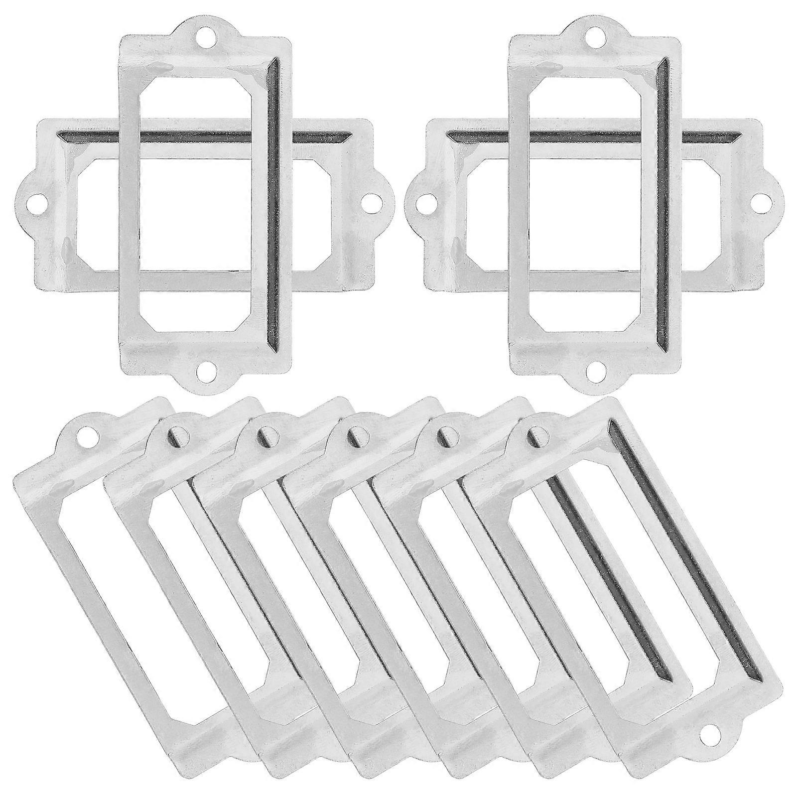 Drawer Label Frames Metal Label Holder for Cabinet 3Sets Silver Iron
