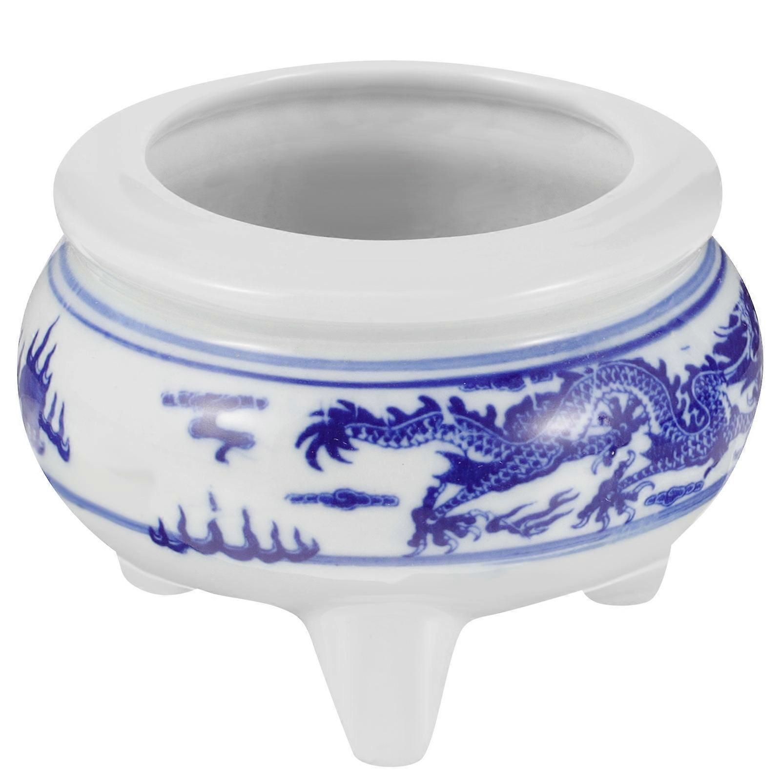 Ceramic Censer Incense Stick Burner Featuring Dragon Pattern Three-Legged Design