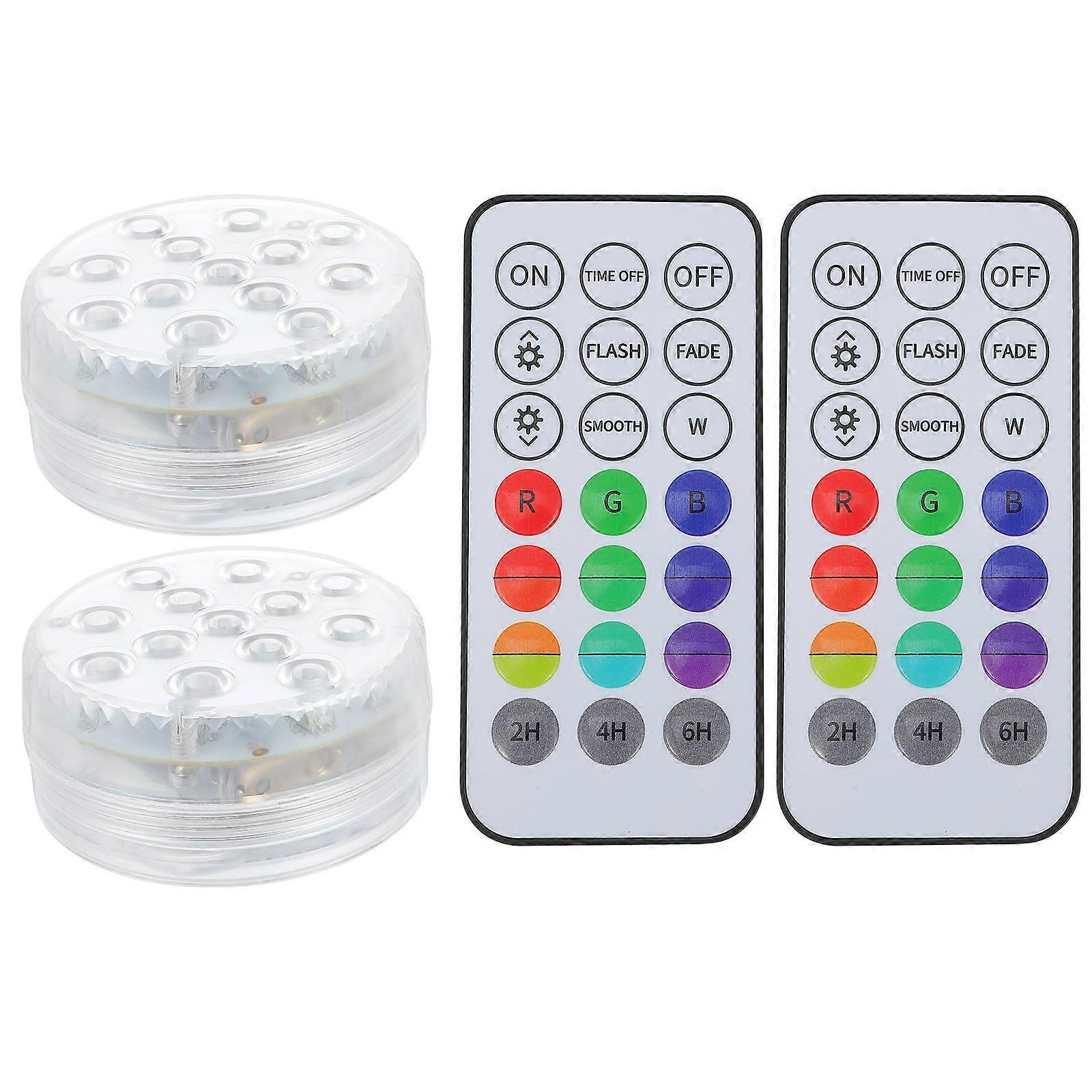 Underwater Light Remote Controlled Pool Lamp for Decor 2Sets Waterproof
