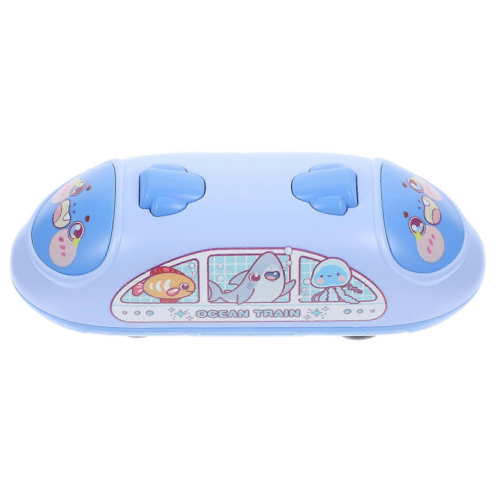 Kids Toy Mini Train Model Subway Pull Back Function Cabinet Display Plastic Blue 1Set