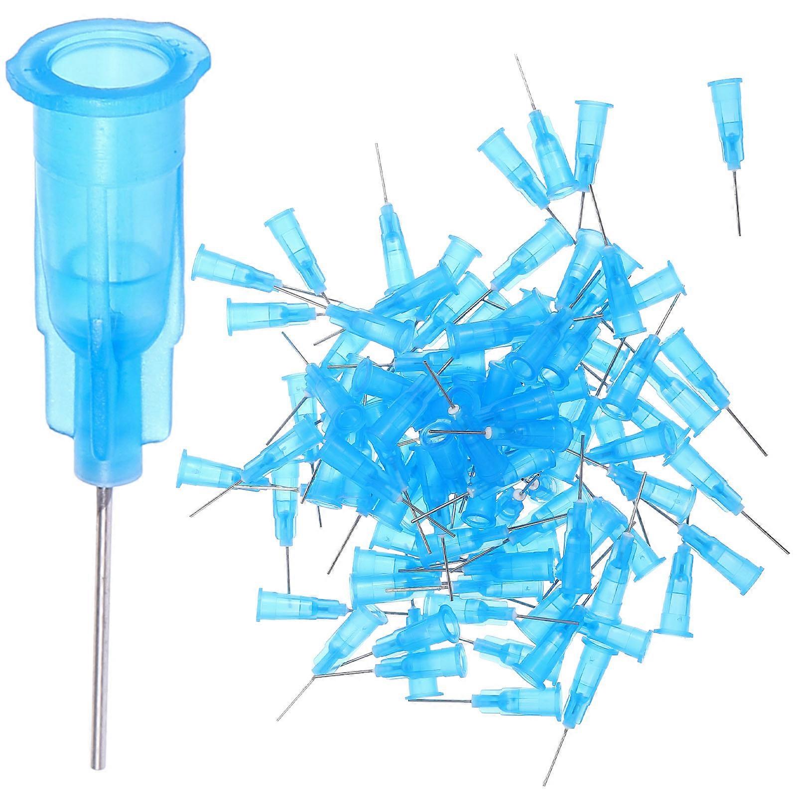 Blunt Tip Needle Dispensing Needle for Adhesive Glue 100Pcs Reusable Blue Plastic