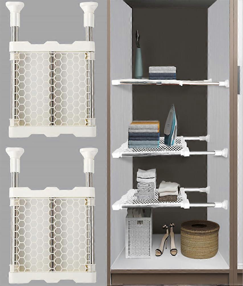 2PCS Adjustable Expandable Cupboard Shelf Organizer for SpaceSaving Kitchen Storage
