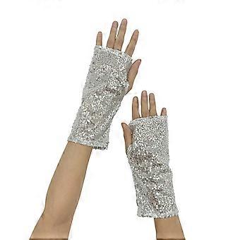 Gants transparents, gants en résille, gants d'opéra, mitaines, gants sans doigts pour femmes, manchons résille gris, taille unique