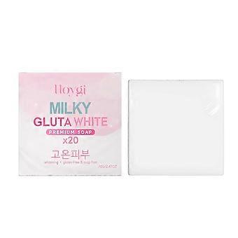 Huidpeelingzeep met melkachtige textuur en glutamaat, whiteningzeep met 20x formule, verhelderend en exfoliërend, mild voor dagelijks gebruik.