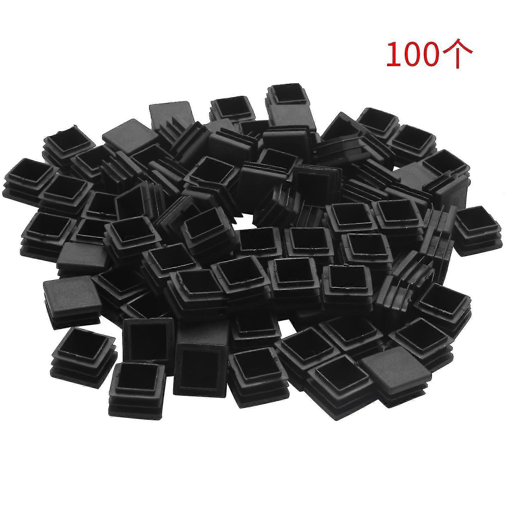 100pcs 20x20mm Black Plastic Square Pipe End Blanking Caps Insert Plugs