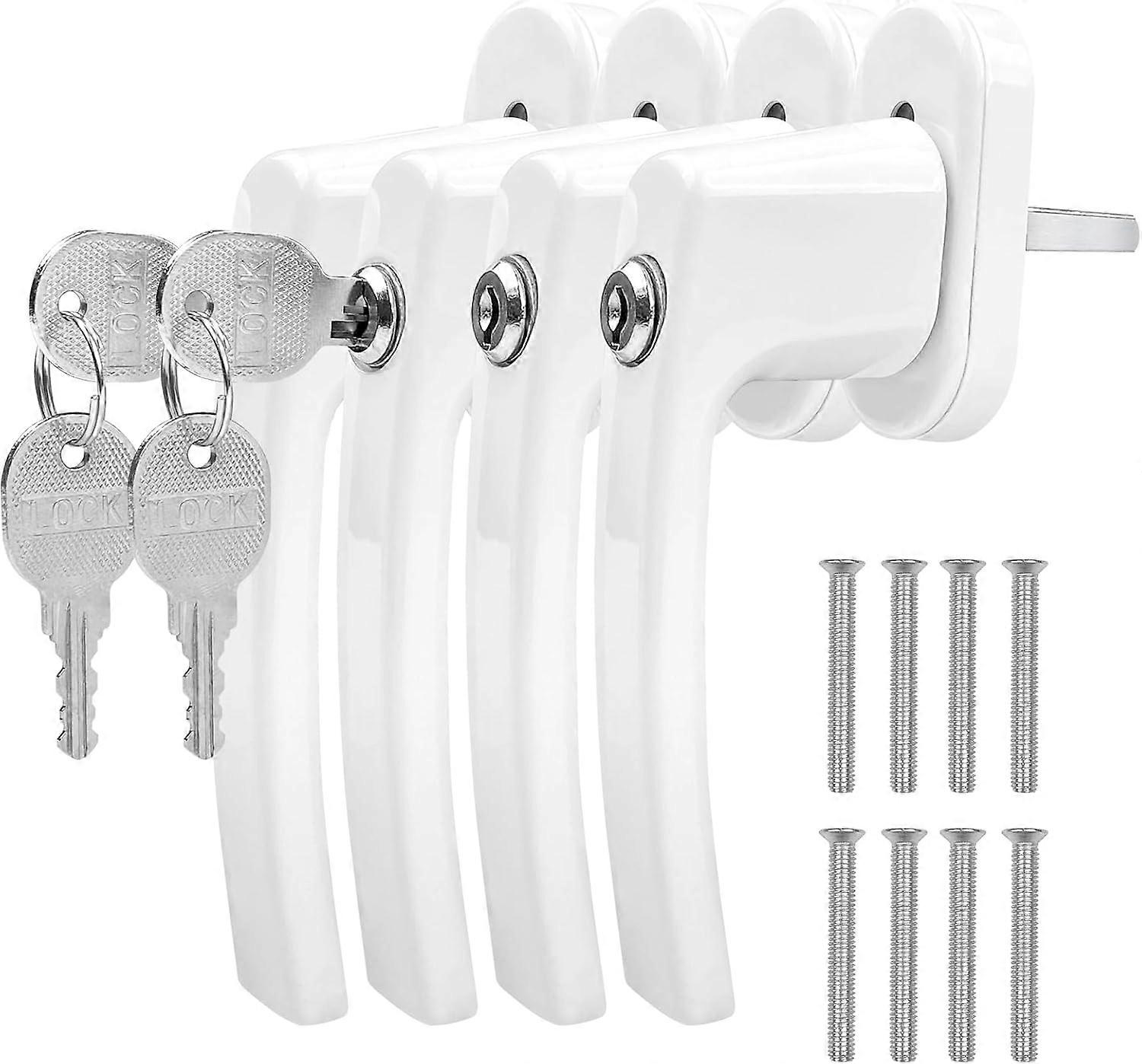 4 PCS Aluminum Keyed Window Handle, Lockable Window Handle for