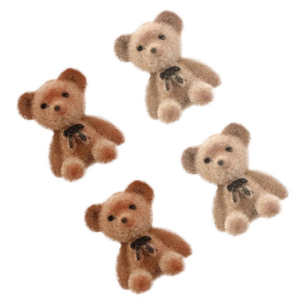 Flocking Mini Bear Dolls Bowknot Bag Accessory for DIY Use 1Set Set