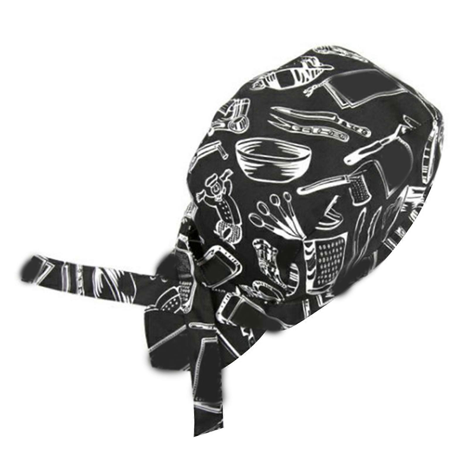 Chef Hat for Decoration Kitchen Cap with Tableware Pattern Working Hat