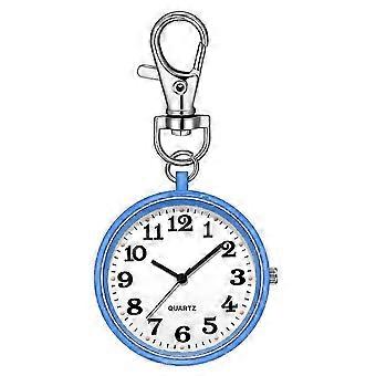 Clip on Pocket Watch with Key Buckle compatible with Nurses Blue+White