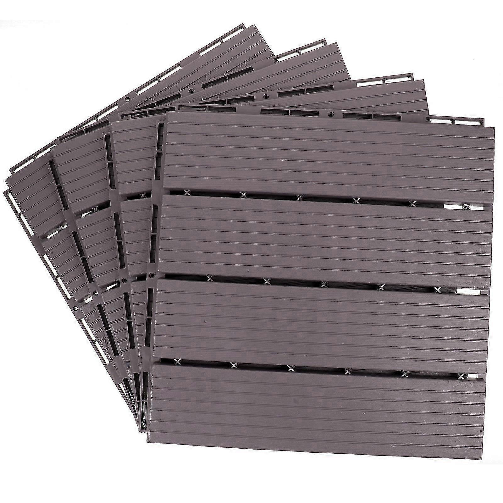 Outdoor Grey Plastic Interlocking Deck Tile for Balcony 4Pcs Set
