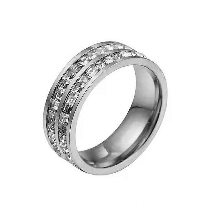 2 PCS Titanium Diamond Ring, Size: US Size 3