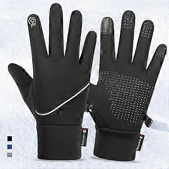 1 Pair Unisex Touchscreen Gloves, Anti-slip Windproof Plush Lining Keep Warm Thickened Winter Outdoor Cycling Riding Gloves
