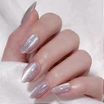 Medium Almond Press On Nail 30 Pieces Set Cats Eye Design in Autumn Stick on Nail Acrylic False Nail Manicures Ornament