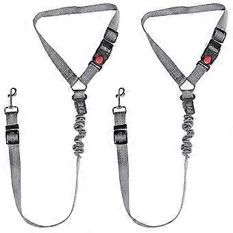 2x Headrest dog car seat belt Adjustable Durable Headrest Seat belt Pet Dog Car Safety Harness Restraint with Elastic Nylon Bungee Buffer Grey