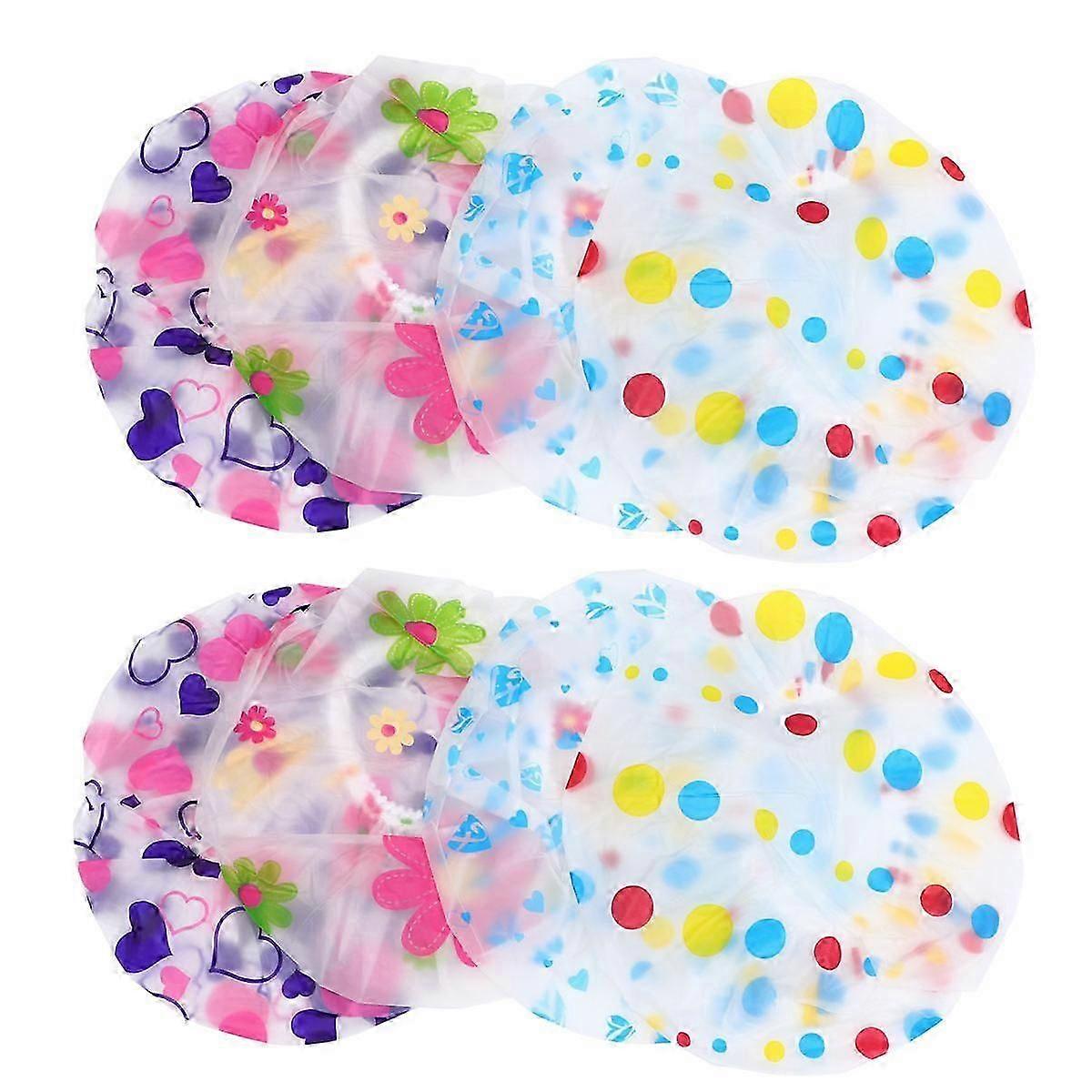 Waterproof Lace Shower Cap for Bathing 10Pcs Featuring Printed Patterns