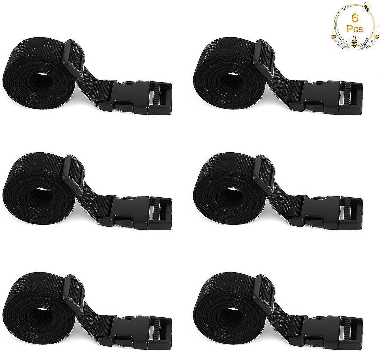6 pakker nylon bagagestropper, webbing stropper med quick-release spænder