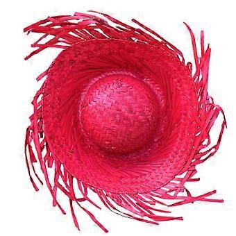 Chapeau sombrero mexicain festif, accessoires photo colorés Styles hawaïens chapeau avec chapeau de paille à bord déchiré rose p