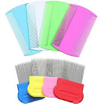 8 Stück Flohläuse Kämme Doppelseitige Läuse Entfernung Kamm Haarpflege Kamm mit Metallzähnen (4 x 2 Zoll, 2,24 x 2,24 Zoll, Rosa, Hellblau, Blau, Weiß