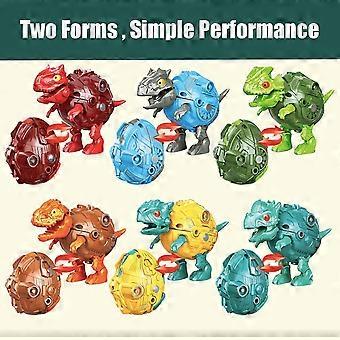 Kssvzz 6-en-1 Transform Dinosaure Jouet Robot Magnétique, 6 Mini Véhicules de Chantier, STEM Voiture Toys Enfant Garçon 3 4 5 6 7 8 Ans, Cadeau