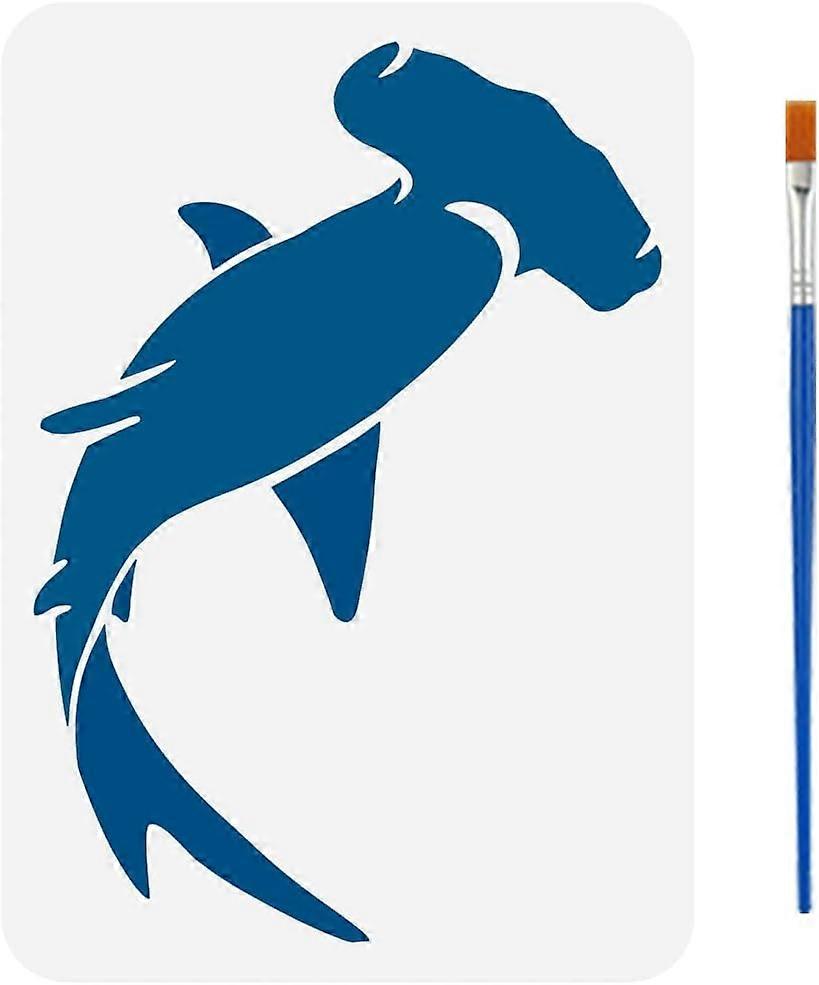 Shark Stencils - Hammerhead Shark Pattern - Ocean Themes - PET Material - 11.7x8.3Inch - Reusable