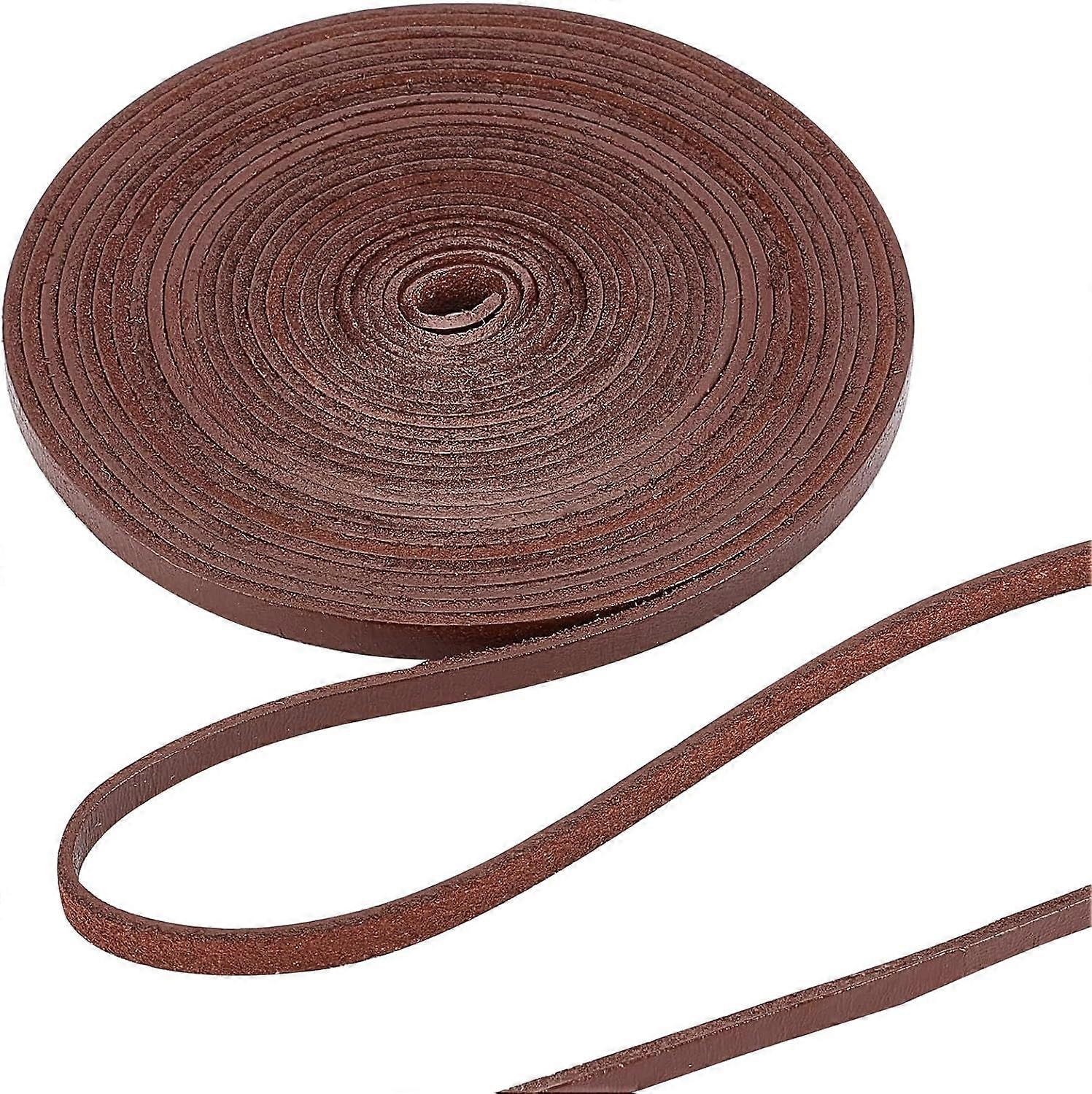 Cowhide Leather Cords Flat Coconut Brown 6x2mm