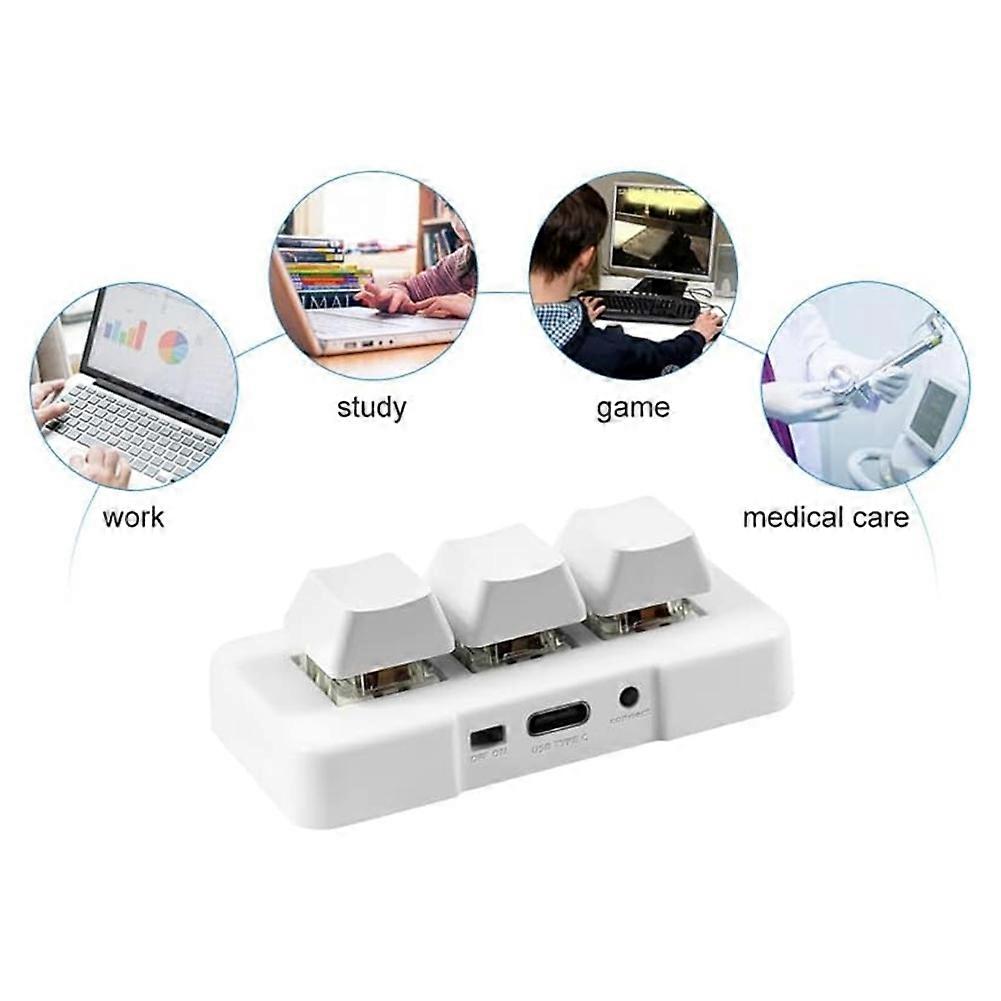 3 Keys Wireless Macro Keypad, RGB Mechanical Programmable Mini Keyboard USB 2.4G Bluetooth