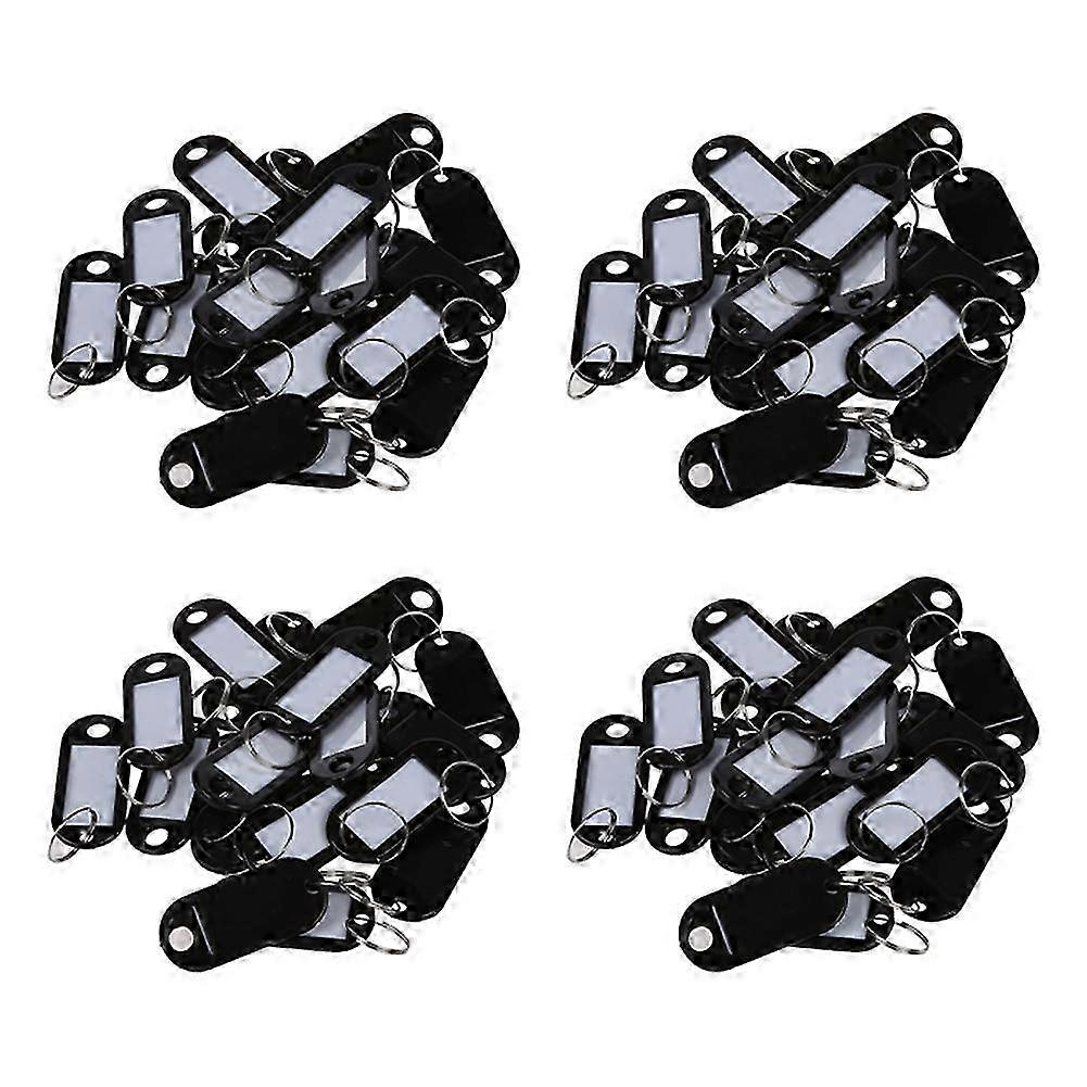 80 Pcs Key ID Label Tags Split Ring Keyring Keychain Black