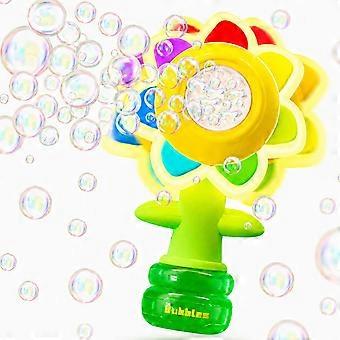 Máquina de burbujas con forma de girasol para niños, más de 25.000 burbujas, 3 modos, luces LED.