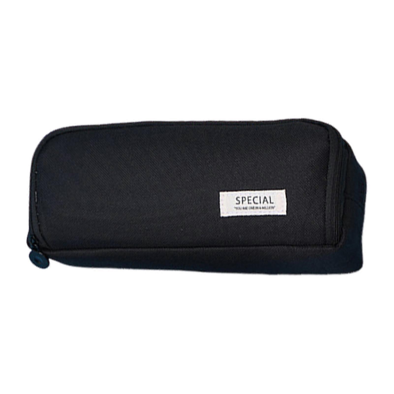 Large Canvas Pencil Case with Multiple Compartments for School and Office