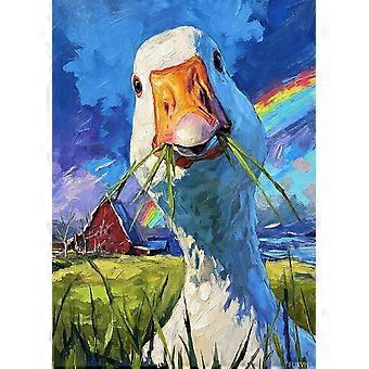 Quebra-cabeça para adultos com cena divertida de fazenda de gansos. Jogo desafiador e lúdico para adultos e famílias. Decoração e presente divertido. ASL284