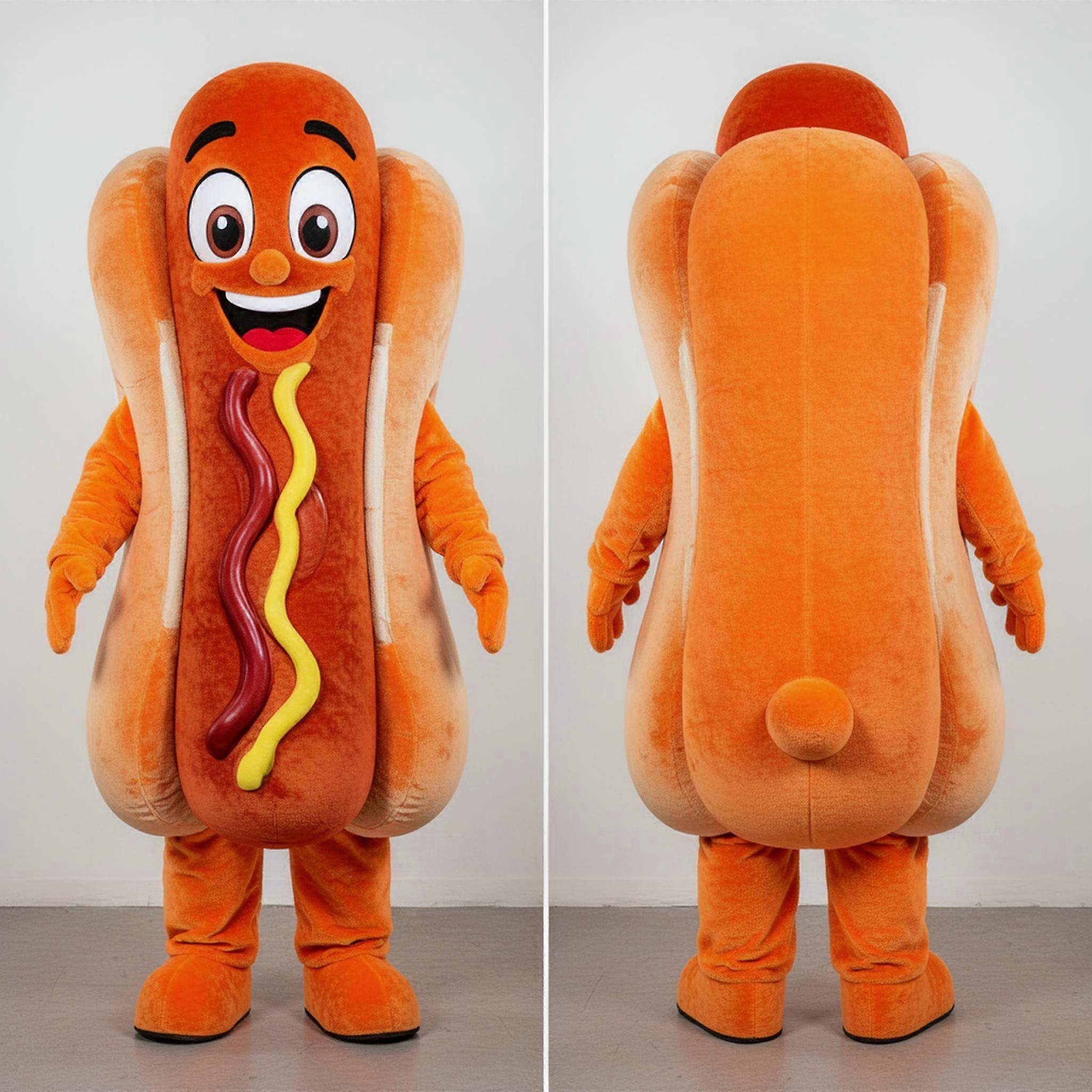 MASTICOT Rust Orange Plump Hot Dog Mascot