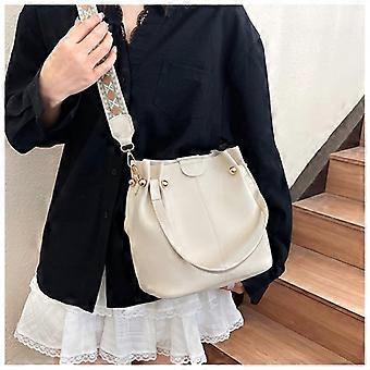 Women Korean Style Wide Shoulder Strap Bucket Crossbody Shoulder Handbag