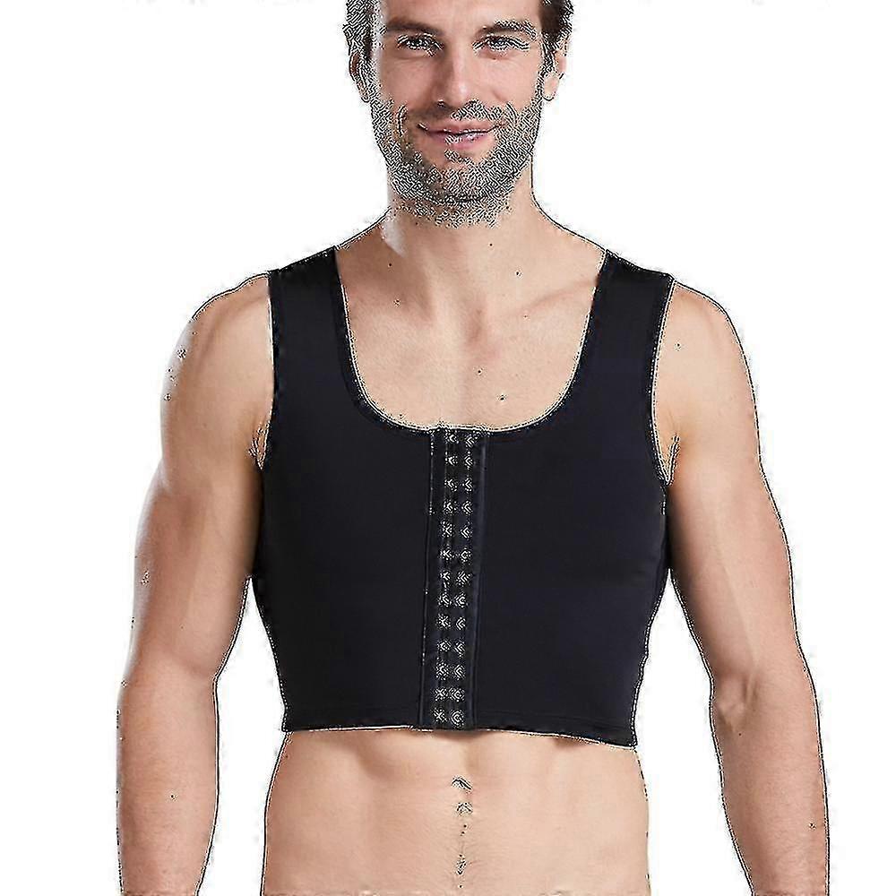 Men Compression Tank Top Shapewear Slimming Undershirt with Adjustable Hooks Back Support