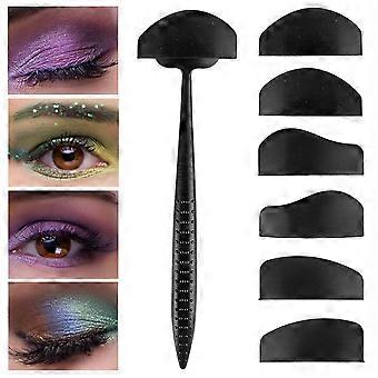 6 In 1 Silicone Glamup Easy Crease Line Kit with Eyeshadow Brush Makeup Eye Applicator Make Up Eyeliner Stencil