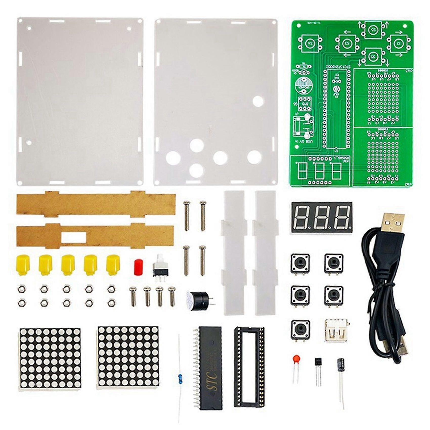 2X DIY Pixel Game Maker Kit Electronics DIY Soldering Project Practice Solder Learning Assembly with Shell