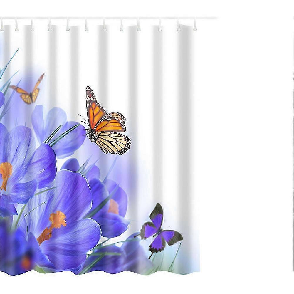 Butterfly Graphic Waterproof Polyester Shower Curtain