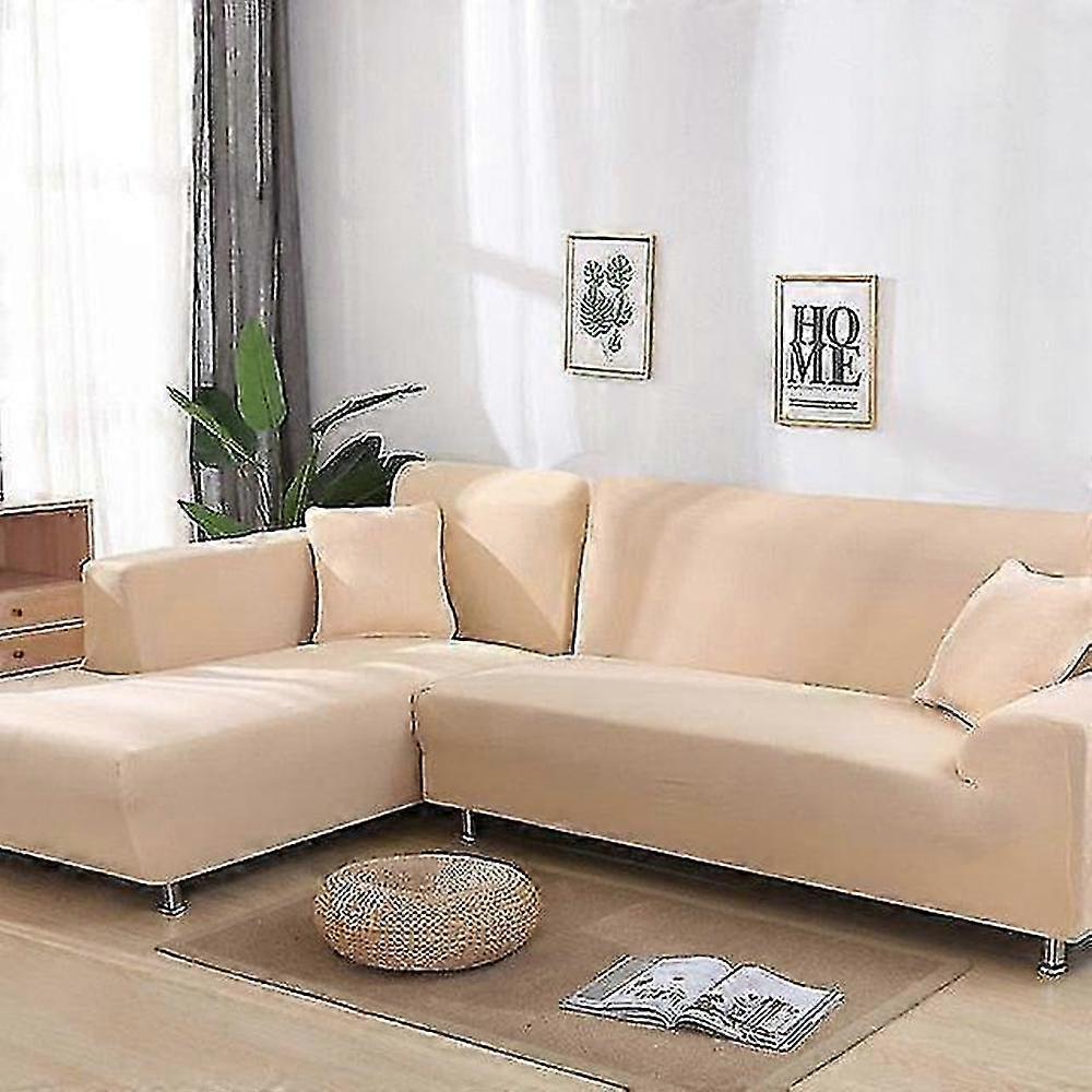 Stretchable Grey Sofa Cover, Compatible with L-Shaped Sofas with Chaise Longue