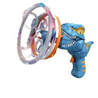 Dinosaur Electric Bubble Gun and Handheld Fan 2-in-1, Soap Bubble Blowing Machine Outdoor Game Toy for Boys Girls Birthday Party